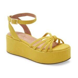 BRAND NEW Seychelles Touching Yellow Strappy Platform Sandal Heels size 6.5